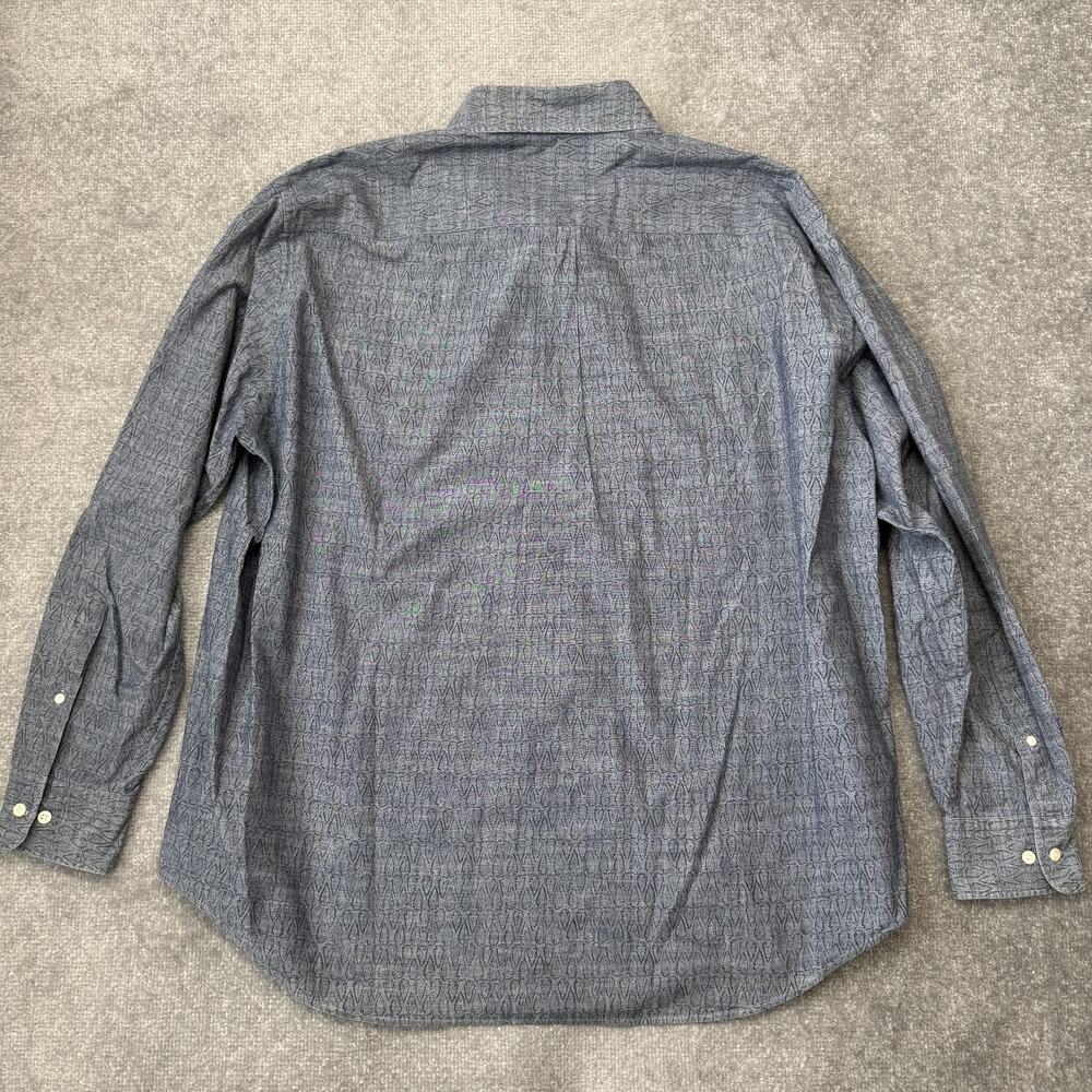 Peter Millar Shirt Mens 2XL Blue Arrowhead Chambray Button Down Long Sleeve - Picture 8 of 8